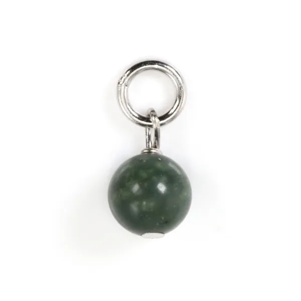 Runder Kambaba-Jaspis-Anhänger 4mm - Rhodiniertes 925er Silber x 1 Stk.