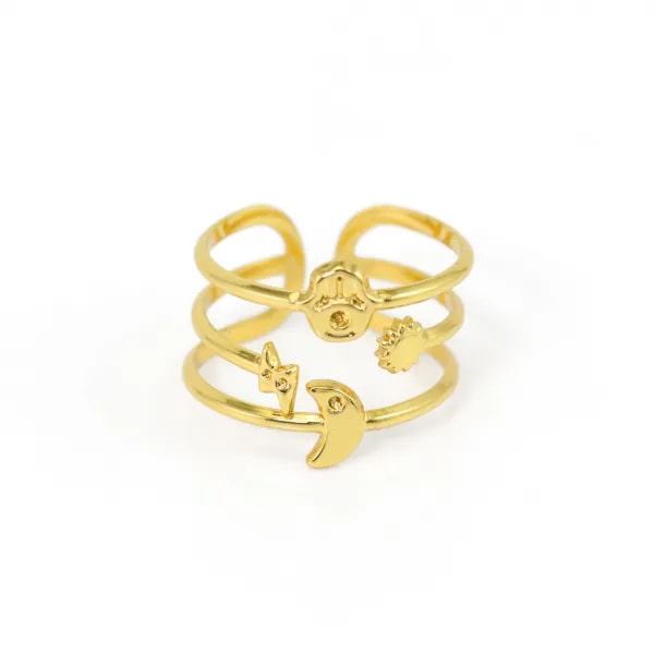 Verstellbarer mehrreihiger mystischer Ring - Edelstahl 304 vergoldet x 1 Stk.