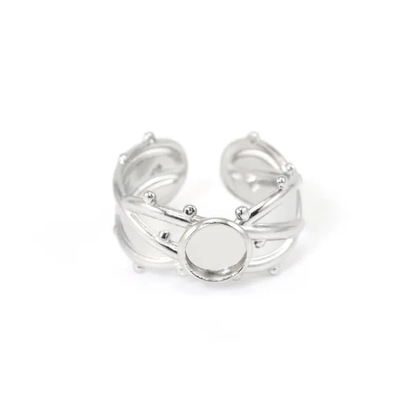 Adjustable thorny vine ring for 6mm cabochon - Stainless steel 304 x 1pc
