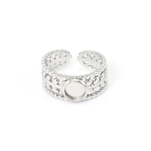 Anello regolabile alloro per cabochon 6mm - Acciaio inox 304 x 1pz