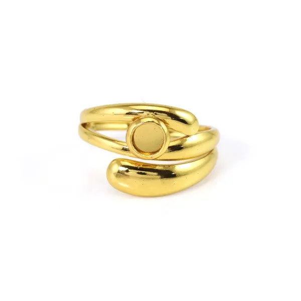 Bague réglable asymétrique pour cabochon 4mm - Acier inox 304 doré x 1pc