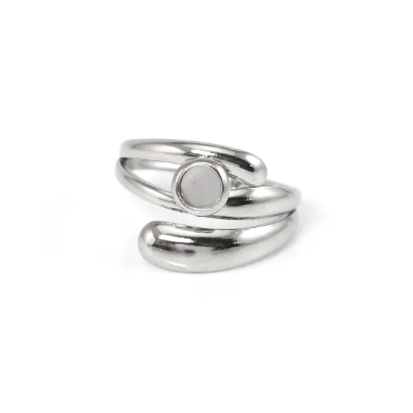 Adjustable asymmetrical ring for 4mm cabochon - Stainless steel 304 x 1pc