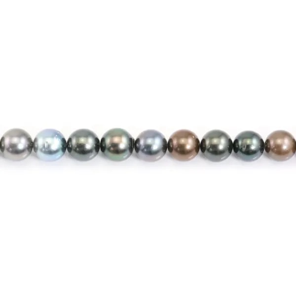 Pérola de cultura do Tahiti, redonda, 11 a 13mm - 33 pérolas - 38cm - qualidade B/C