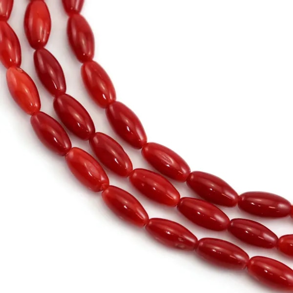 Bambou de mer teinté rouge tonnelet 4x8mm x 39cm