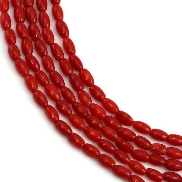 Bambù di mare tinto rosso barilotto 2x4mm x 40cm