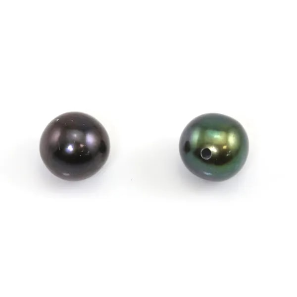 Pérolas de cultura de água doce, semiperfuradas, azul escuro, semi-redondas, 7.5-8mm x 2pcs