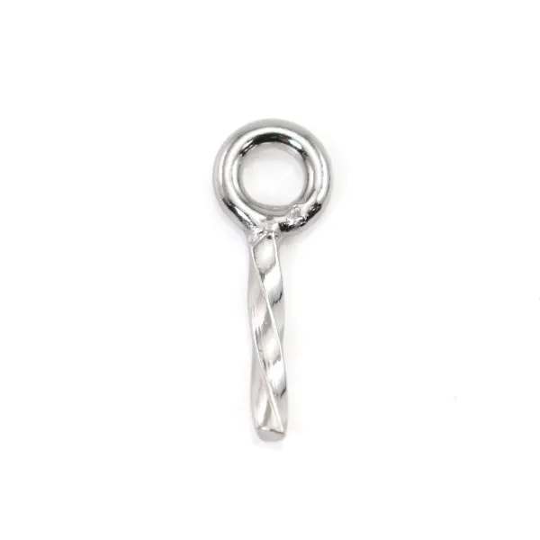 Simple bail for half-drilled pearl 7.5mm - Rhodium plated 925 silver x 6pcs