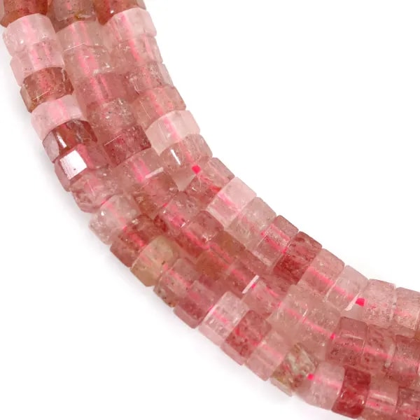 Quartz strawberry hexagonal faceted washer 3x6mm x 38cm