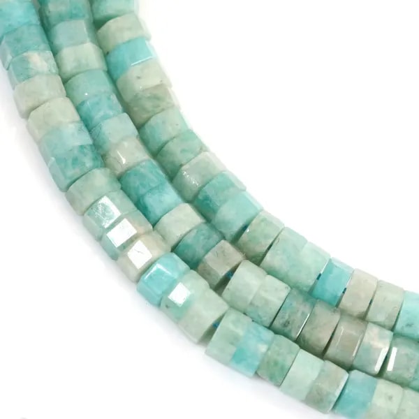 Amazonite du Pérou rondelle hexagonale facetté 3x6mm x 38cm