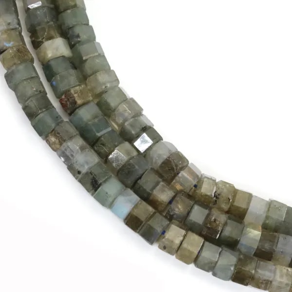 Faceted hexagonal rondelle labradorite 3x6mm x 38cm
