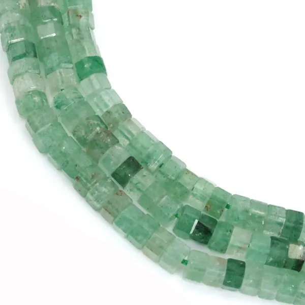 Quartz Aventurine (Fraise verte) rondelle hexagonale facetté 3x6mm x 38cm