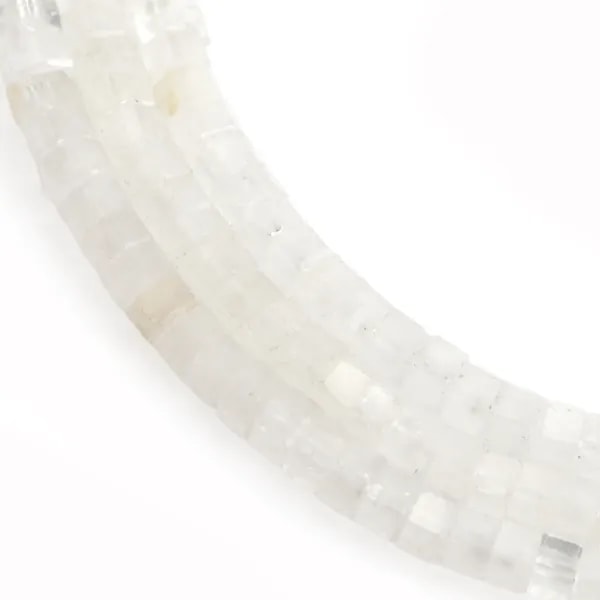 Cristal de rocha rodela hexagonal facetado 3x6mm x 38cm