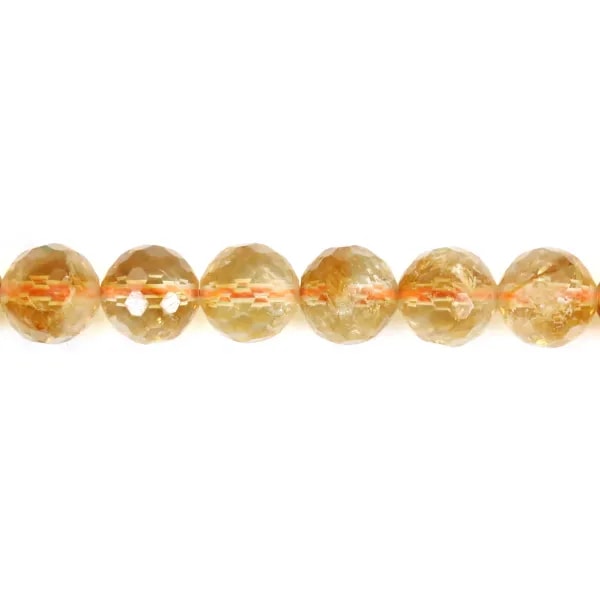 Citrino, redondo facetado, 12mm x 40cm