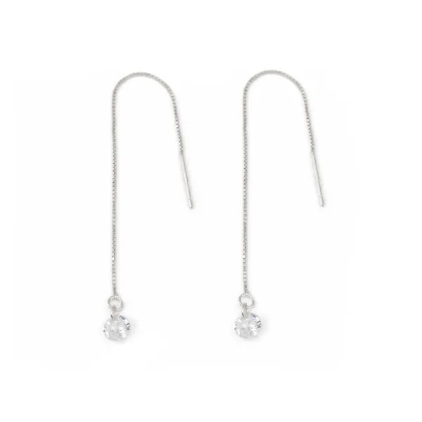 Correntes de orelha solitária 5mm - ZC & Prata 925 rodiada x 2pcs