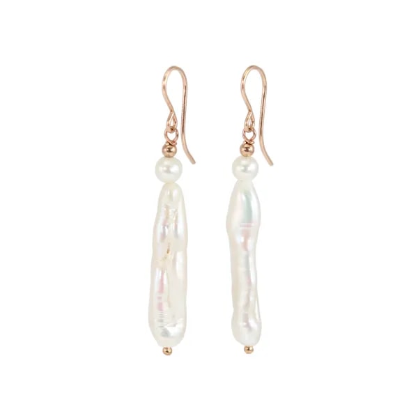 Orecchini Perla di coltura tubo - Gold Filled rosa x 2pcs