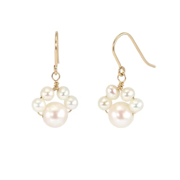 Orecchini zampe di gatto - Perle coltivate & Gold Filled x 2pcs