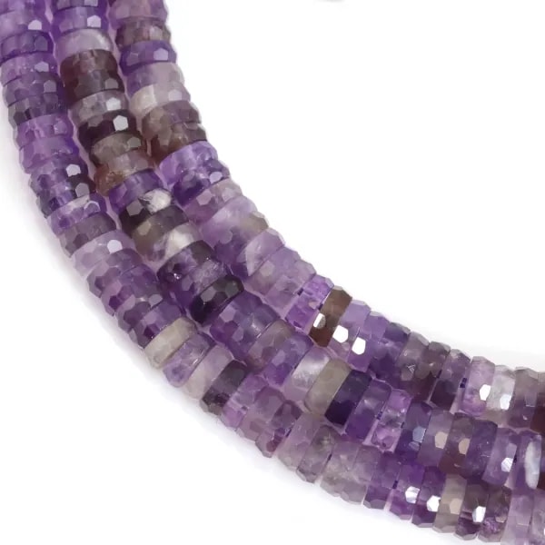 Faceted Amethyst Pearl Heishi | Natural Stone