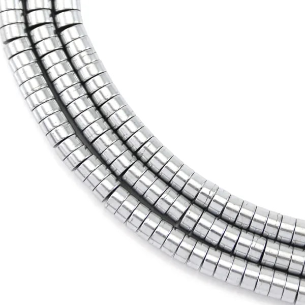 Rondella piatta in ematite argentata heishi 2x4mm x 40cm