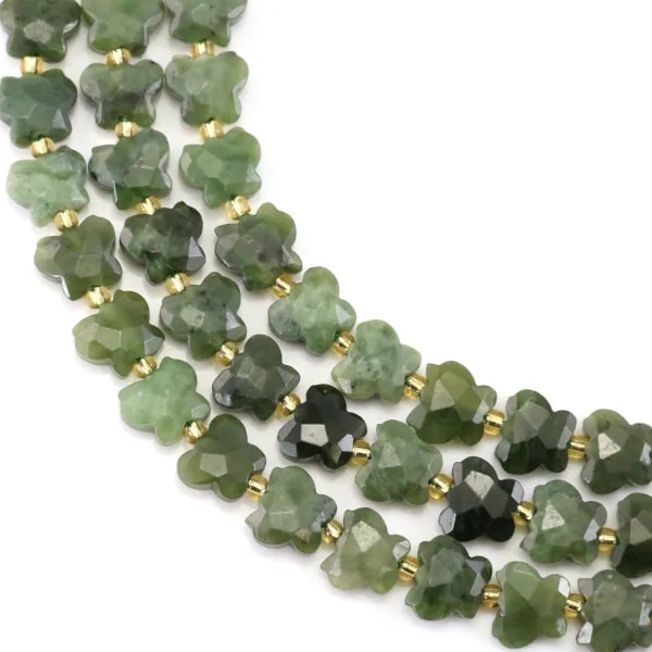 Canadian jade faceted butterfly 8x10mm x 37cm