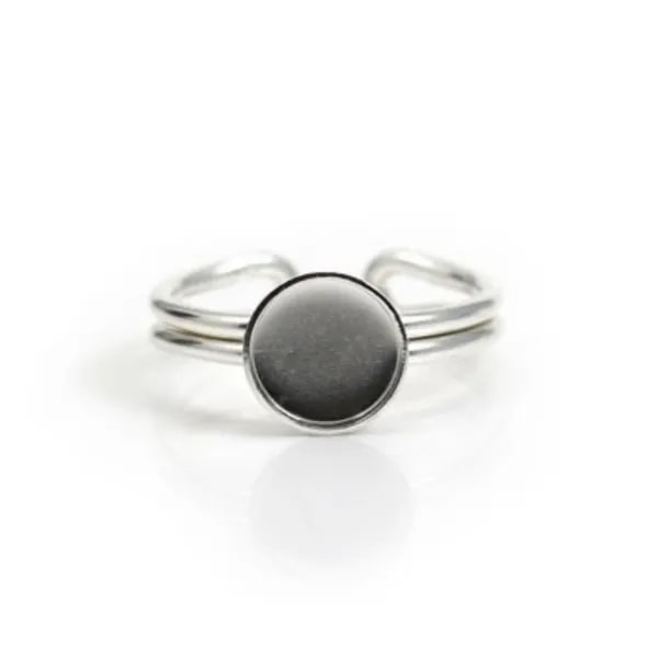 Anel ajustável com suporte redondo de 8mm em prata 925 x 1pc