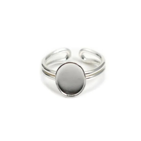 Anello regolabile supporto ovale 8x10mm in argento 925 x 1pc