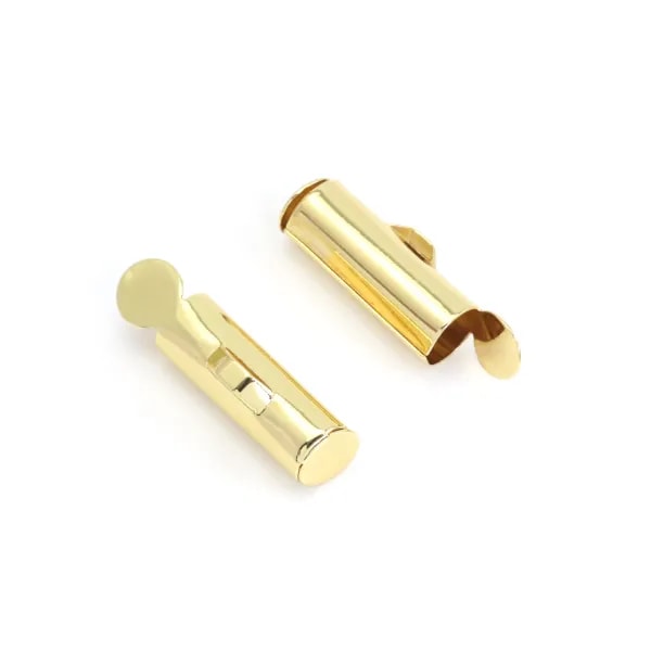 Tubo terminal para tejido de perlas - 13mm - Dorado x 6uds