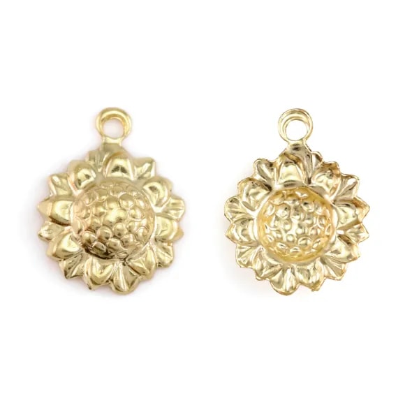Sunflower Charm 9mm - Gold Filled x 1pc