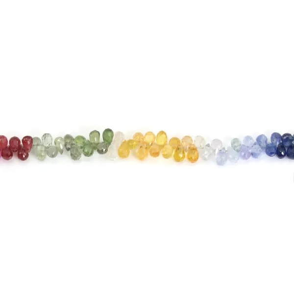 Zafiro multicolor briolette 2.5x4mm - modelo B x 9-12cm