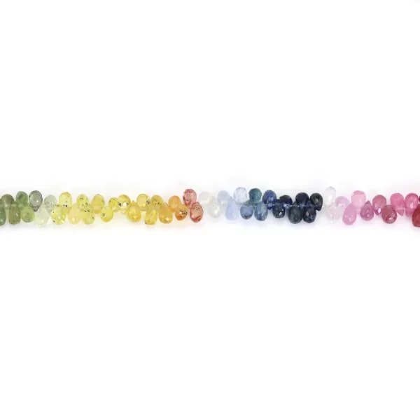 Multicolored briolette sapphire 2.5x4mm - model C x 12cm