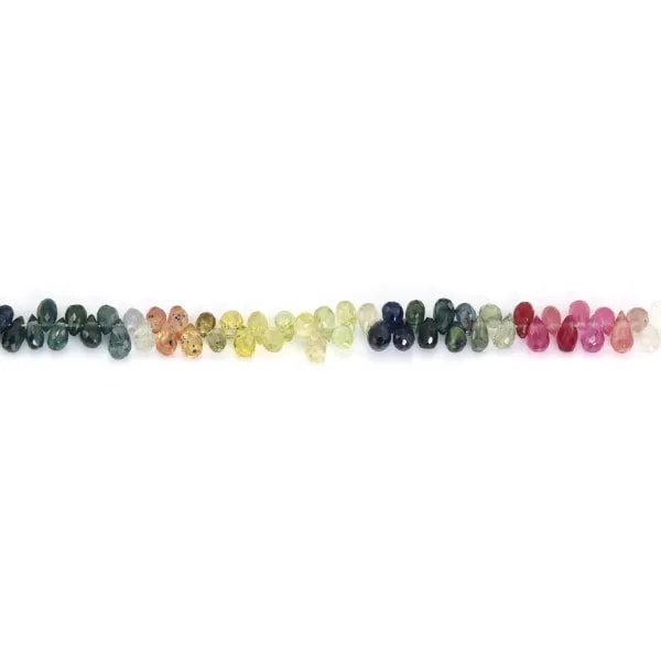 Saphir multicolore briolette 2.5x4mm - modèle D x 10-12cm