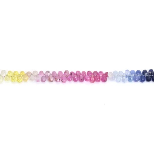Zafiro multicolor briolette 2.5x4mm - Modelo A x 9-12cm
