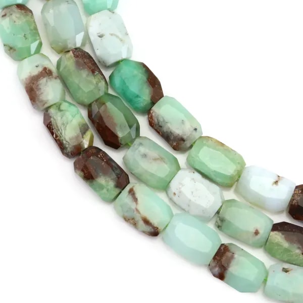 Faceted rounded rectangle chrysoprase 9x13mm x 39cm