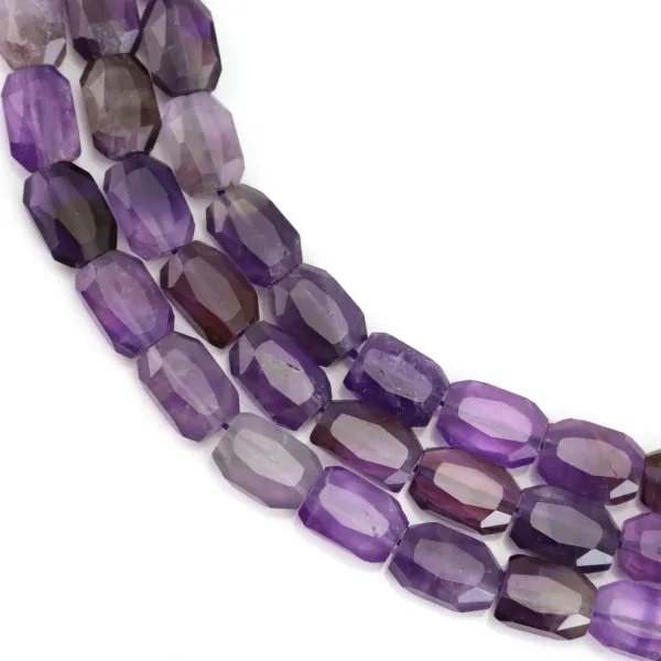 Abgerundeter rechteckiger facettierter Amethyst 9x13mm x 39cm
