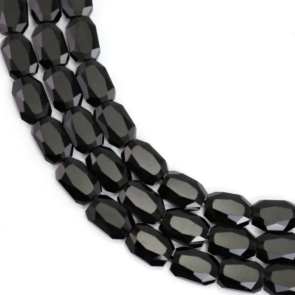 Facettierter rechteckiger Obsidian, abgerundet, 9x13mm x 39cm
