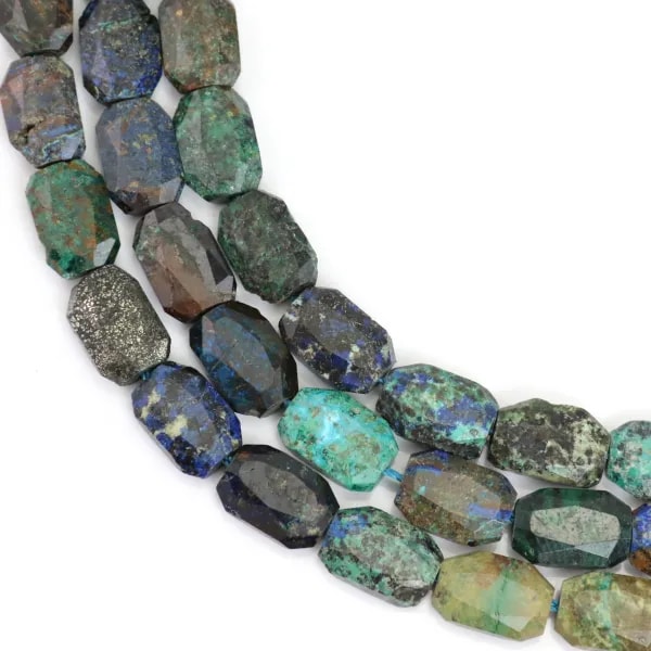 Rettangolo sfaccettato di Azurite Malachite arrotondato 9x13mm x 39cm