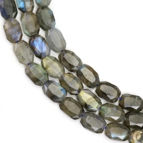 Faceted rounded rectangle Labradorite 9x13mm x 39cm