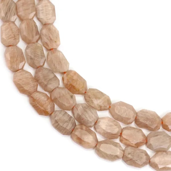Pedra da lua laranja retângulo arredondado facetado 9x13mm x 39cm