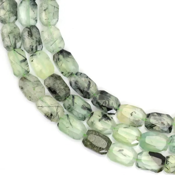 Prehnite rectangle arrondi facetté 9x13mm x 39cm