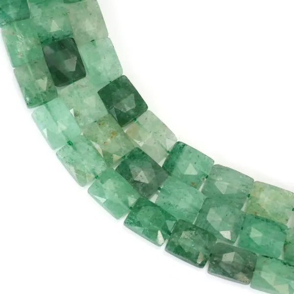 Quartz Aventurine (Green Strawberry) faceted rectangle 8x10mm x 38cm