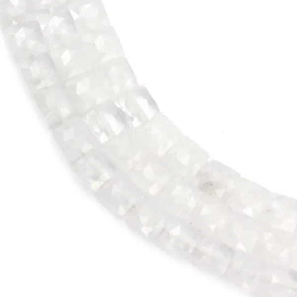 Faceted square rock crystal 8mm x 38cm
