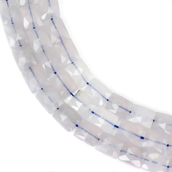 Rechteckiger facettierter blauer Rosenquarz 8x10mm x 38cm