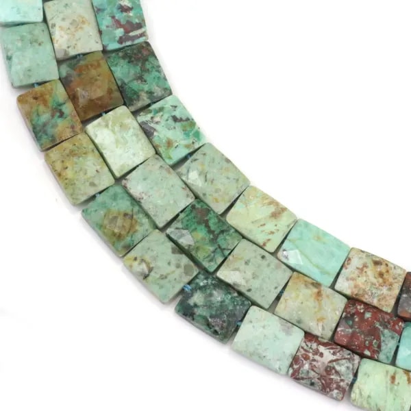 Turchese del Perù rettangolare sfaccettato 8x10mm x 38cm