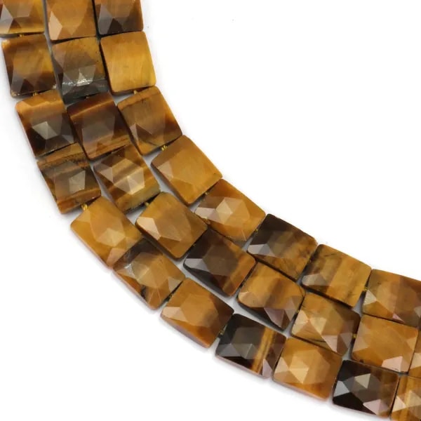 Oeil de Tigre rectangle facetté 8x10mm x 38cm