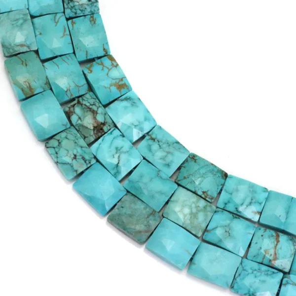 Turquoise reconstituée rectangle facetté 8x10mm x 38cm