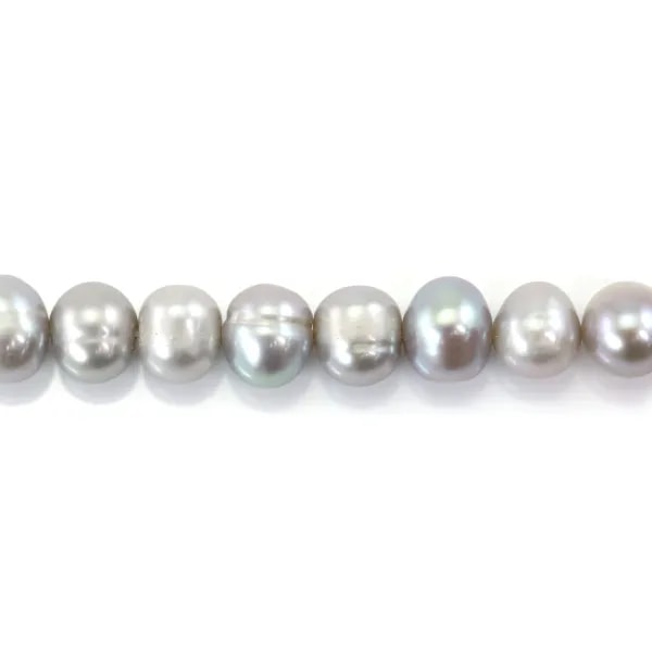 Pérolas de cultura de água doce, cinza, oval, 6-7mm x 4pcs