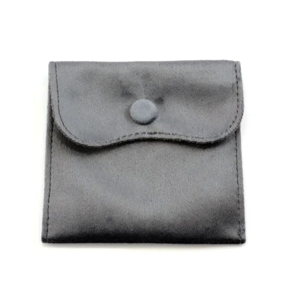 Busta in velluto grigio scuro con bottone 10x10cm x 1pz