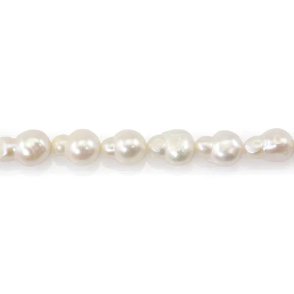 Perlas de cultivo de agua dulce, blancas, barrocas/calabaza, 8-10mm x 34cm