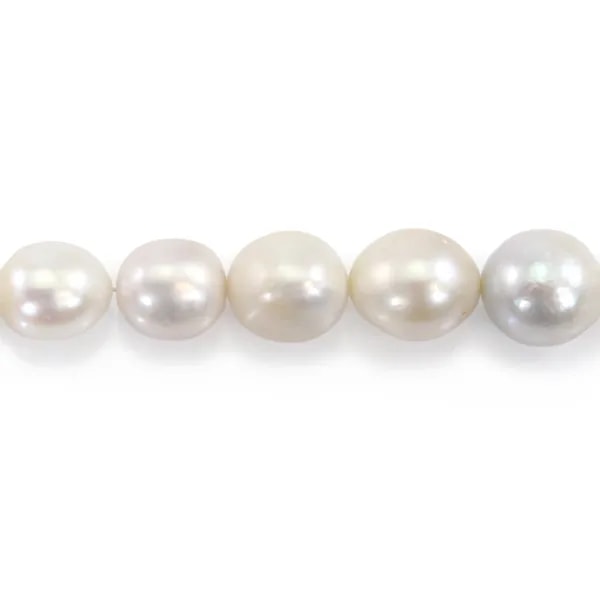 Perlas de cultivo de agua dulce, blancas, oliva/barrocas, 11-14mm x 40cm