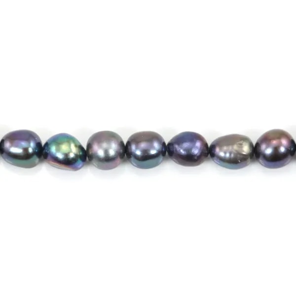 Perlas de cultivo de agua dulce, azul oscuro, barrocas, 7-8mm x 36cm