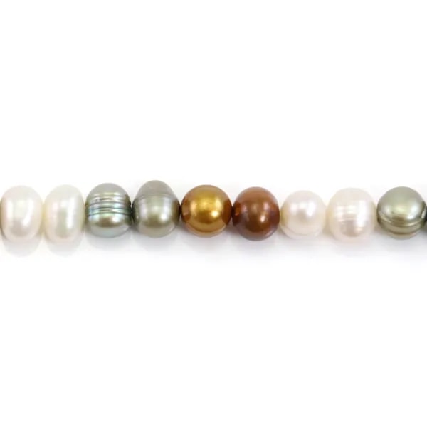 Freshwater cultured pearls, fancy multicolor, oval/ringed, 6-8mm x 37cm